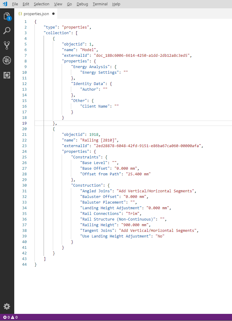 JSON file with the structure