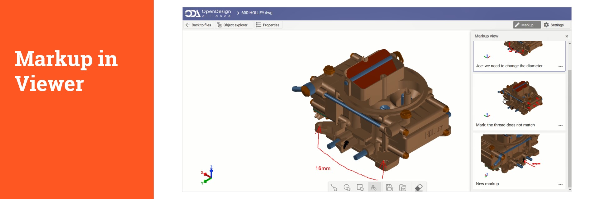 ODA BIM Suite supports markup editing of any CAD or BIM format  in one application, on desktop or browser