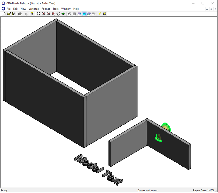 a view is rendered in the OdaBimApp sample application with different disciplines