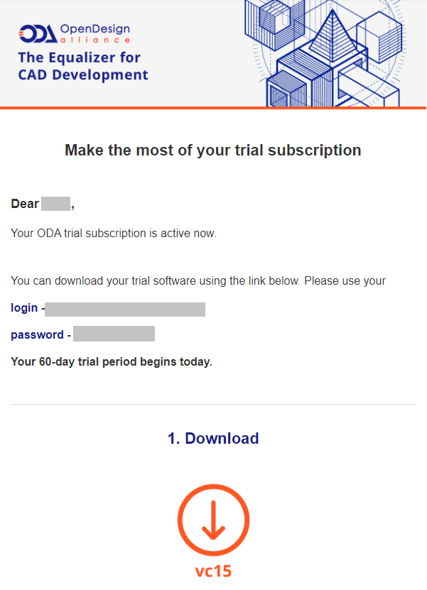 email with credentials