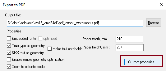 specify watermark options for PDF export