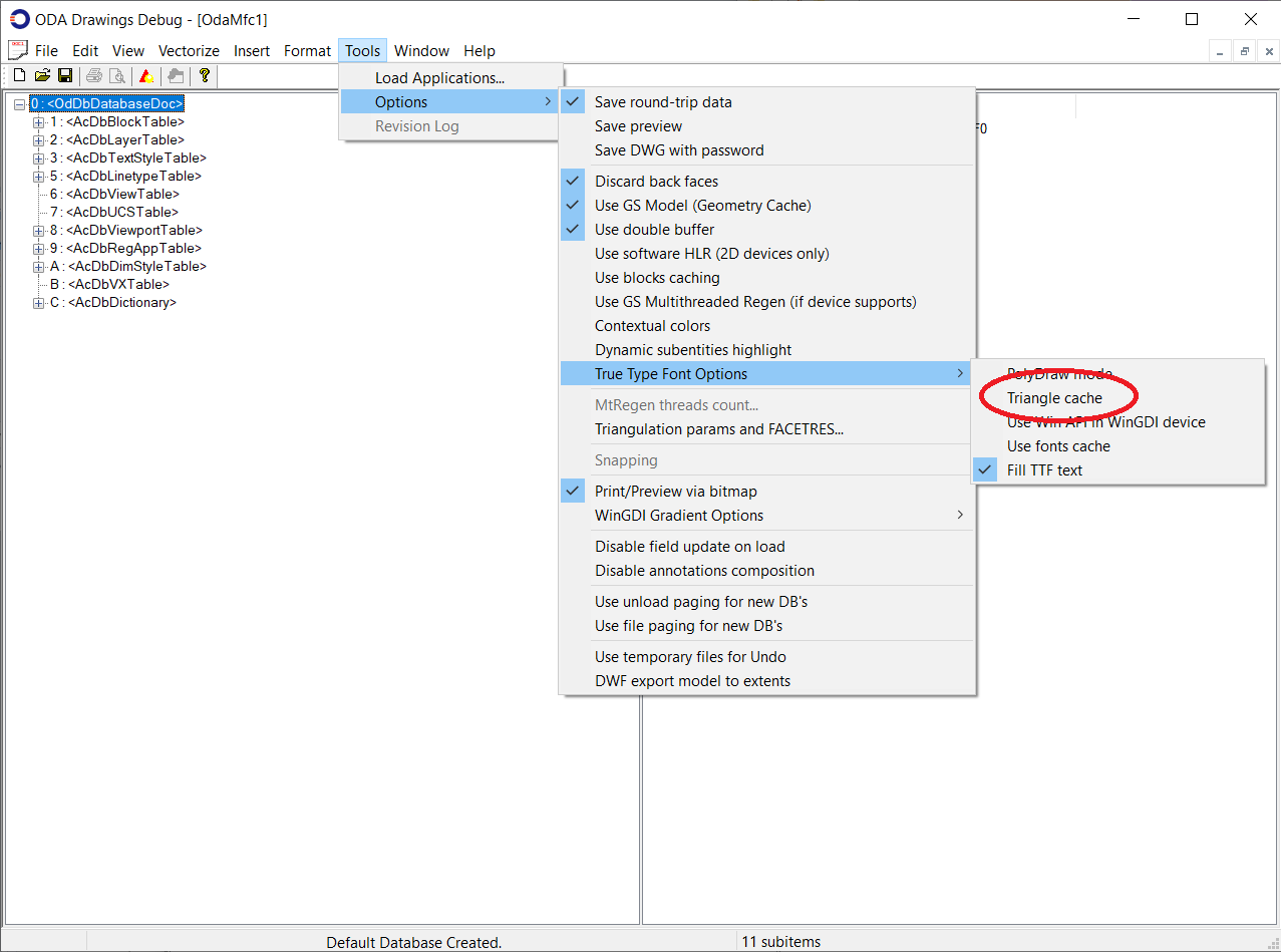 The OdaMfcApp sample application contains an example 